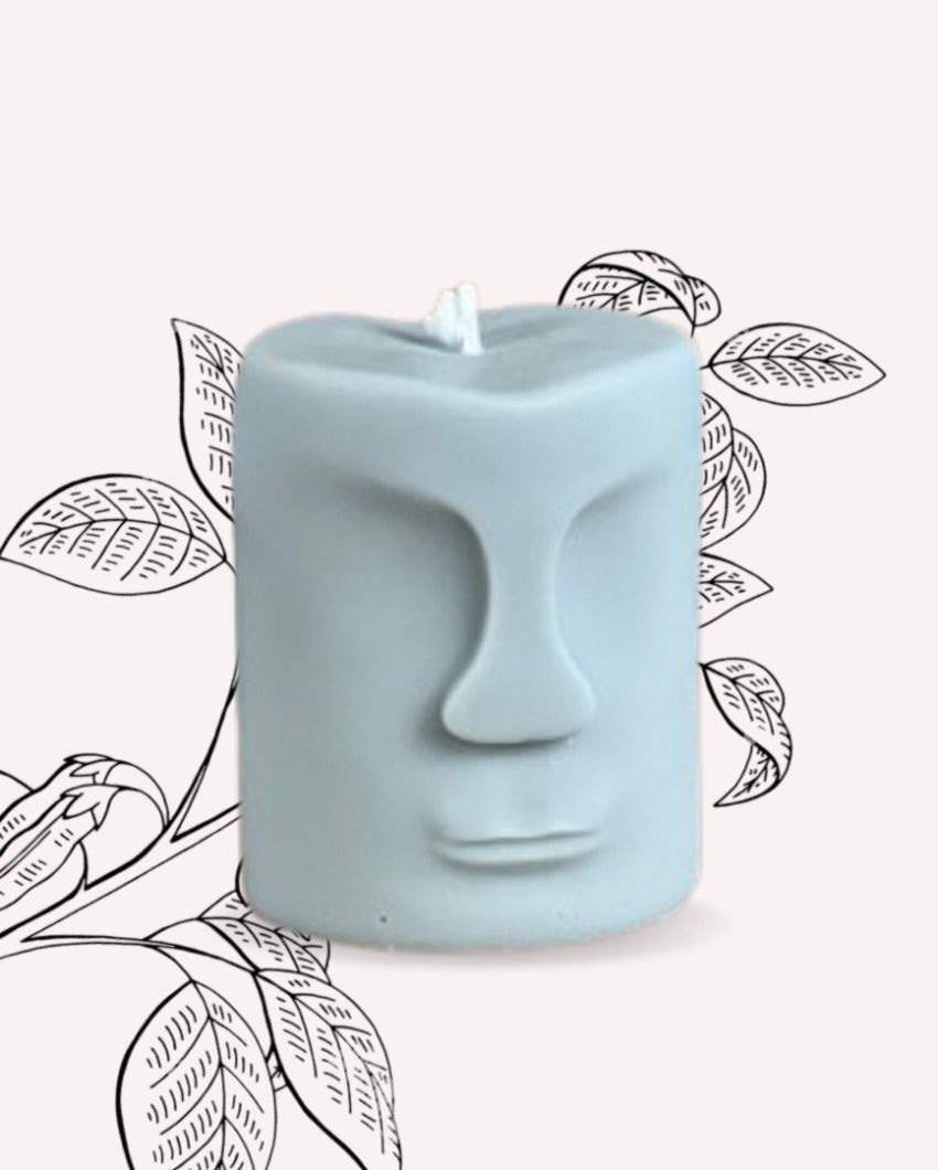 Face Statue Vanilla Coconut Soy Wax Candle| Grey | Single | 7 x 5 cm / 3 x 2 inches