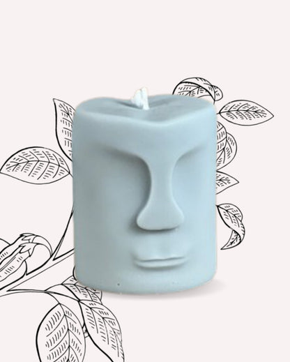 Face Statue Vanilla Coconut Soy Wax Candle| Grey | Single | 7 x 5 cm / 3 x 2 inches