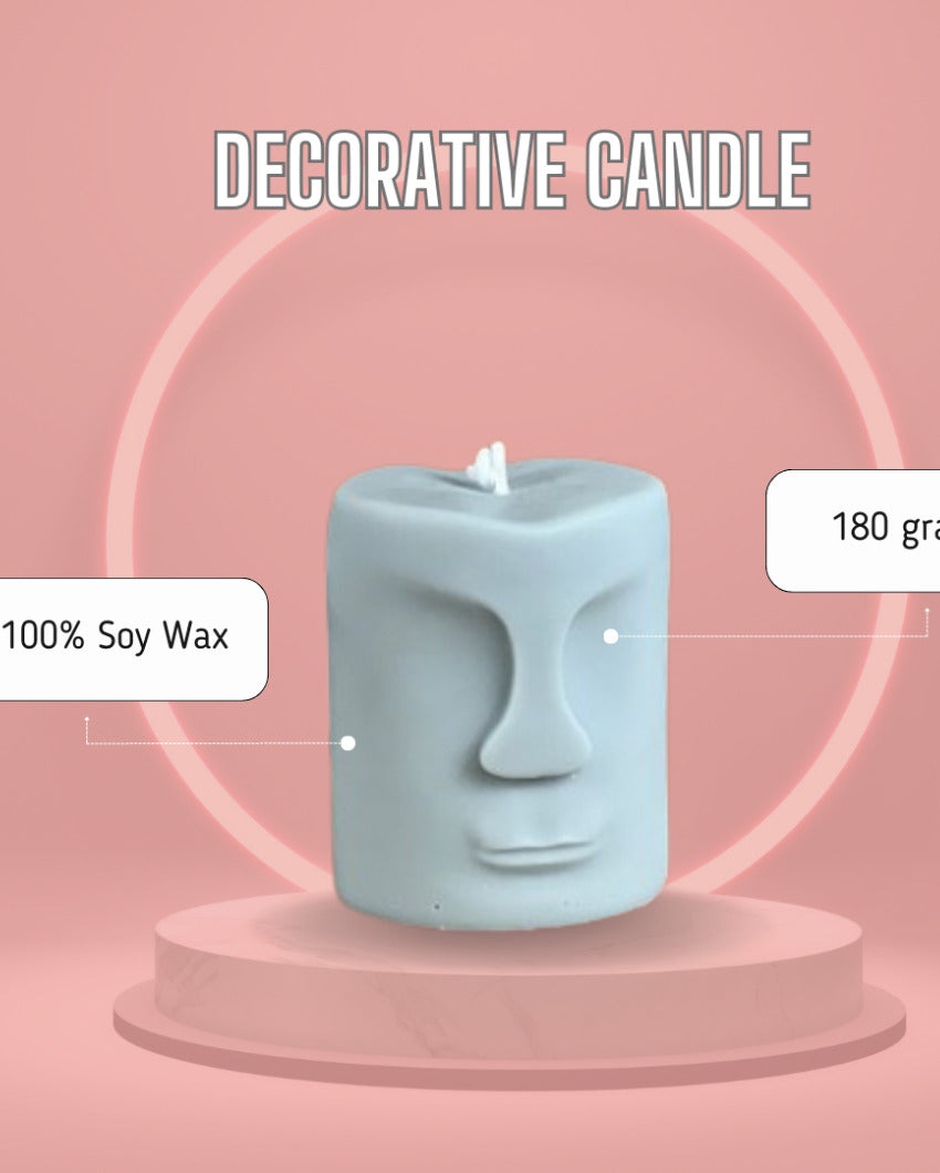 Face Statue Vanilla Coconut Soy Wax Candle| Grey | Single | 7 x 5 cm / 3 x 2 inches