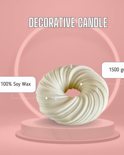 Large Swirl Vanilla Coconut Soy Wax Candle |White| 20 x 7 cm/8 x 3 inches