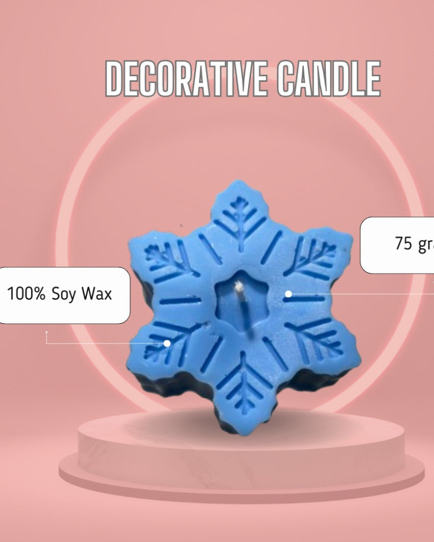 Snowflake Vanilla Coconut Soy Wax Candles | Blue |Set of 3 | 7 x 7 x 2 cm / 3 x 3 x 1 inches