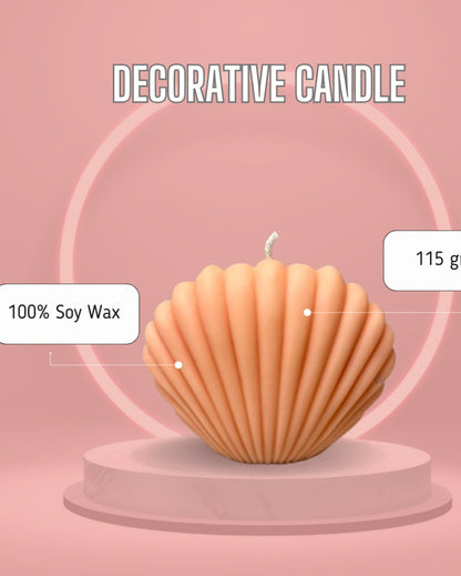 Sea Shell Vanilla Coconut Soy Wax Candles | Peach| Set of 2 |10 x 7 x 5 cm/ 4 x 3 x 2 inches