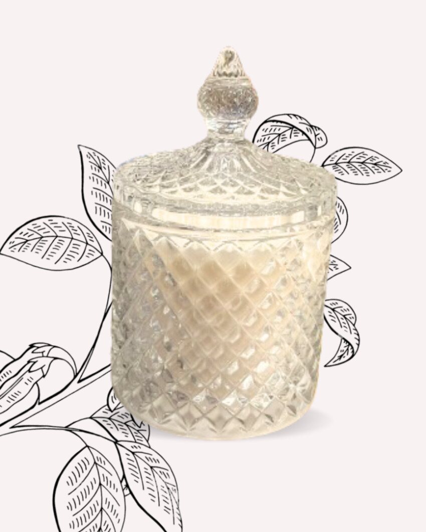 Crystal Clear Baked Vanilla Luxe Soy Creme Wax Candle| White | Single | 15 x 10 cm / 6 x 4 inches