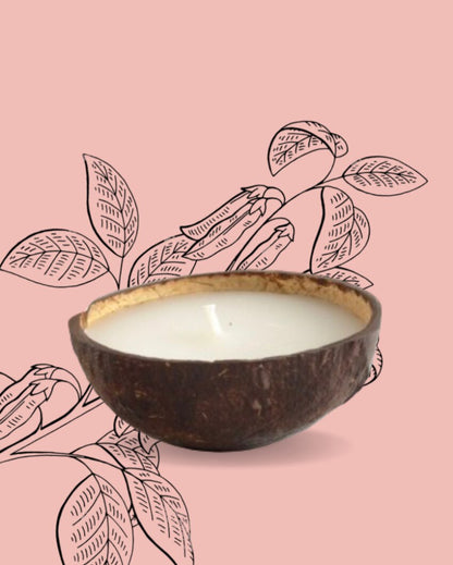 Coconut Shell Vanilla Coconut Soy Wax Candle |Brown | 10 x 7 x 5 cm /4 x 3 x 2 inches