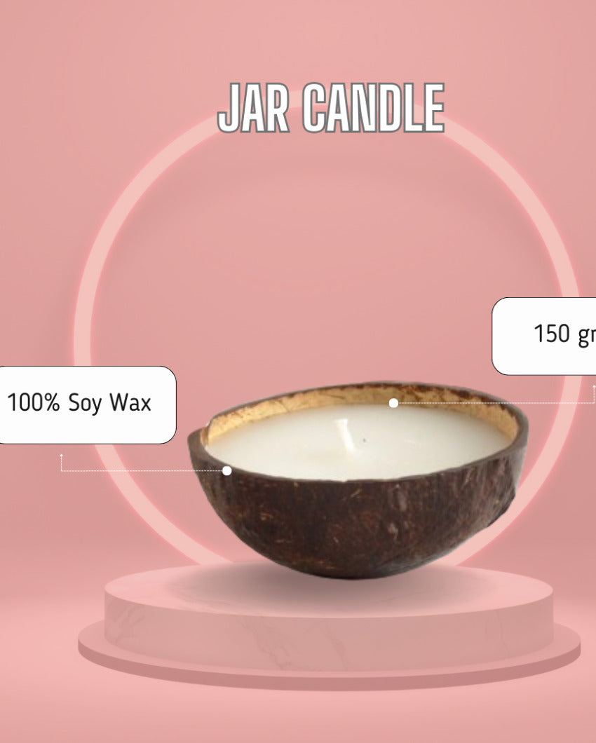 Coconut Shell Vanilla Coconut Soy Wax Candle |Brown | 10 x 7 x 5 cm /4 x 3 x 2 inches