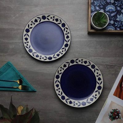 Ceramic Floral Dinner Plates | Set of 2 | 10 Inches