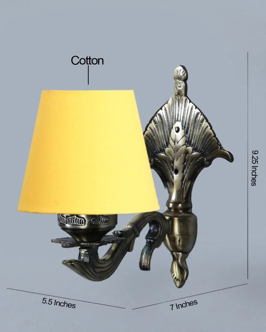 Elegant Antique Gold Cotton Conical Shade Wall Lamp