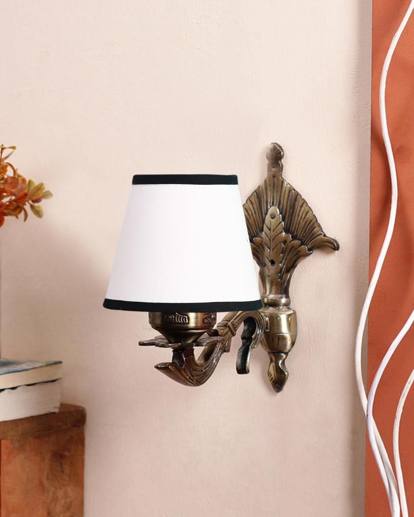 Elegant Antique Gold Cotton Conical Shade Wall Lamp