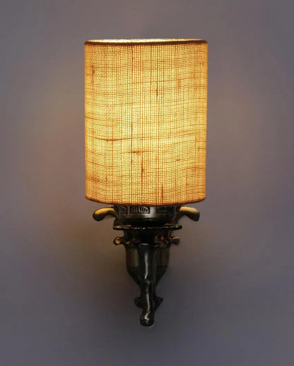 Exquisite Antique Gold Jute Conical Shade Wall Lamp