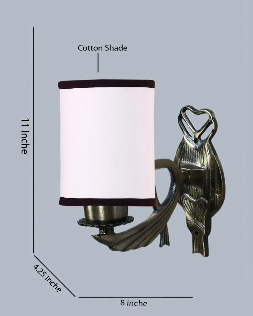 Unique Antique Gold Cotton Conical Shade Wall Lamp