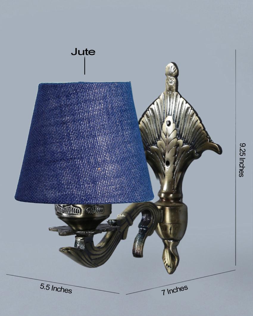 Elegant Antique Gold Jute Conical Shade Wall Lamp