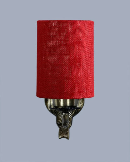 Unique Antique Gold Jute Conical Shade Wall Lamp