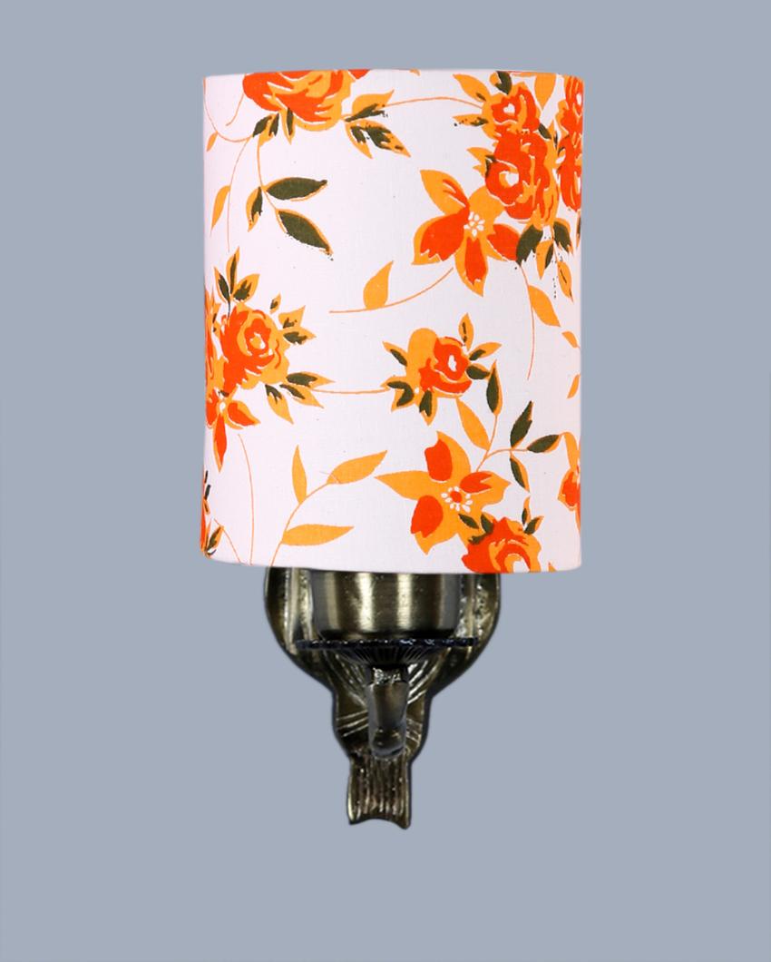 Unique Antique Gold Cotton Conical Printed Shade Wall Lamp