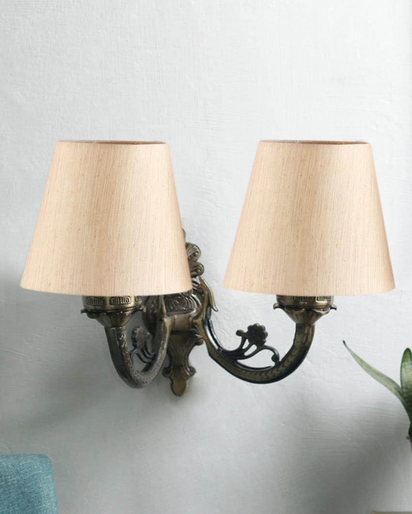 Innovative Antique Gold Cotton Conical Shade Wall Lamp