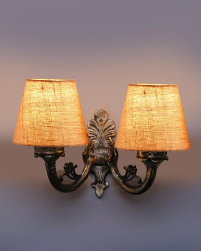 Innovative Antique Gold Jute Conical Shade Wall Lamp