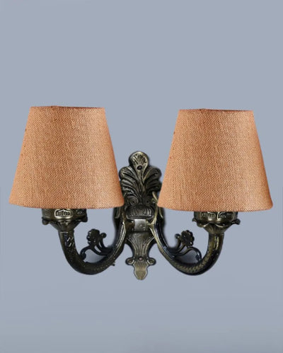 Innovative Antique Gold Jute Conical Shade Wall Lamp