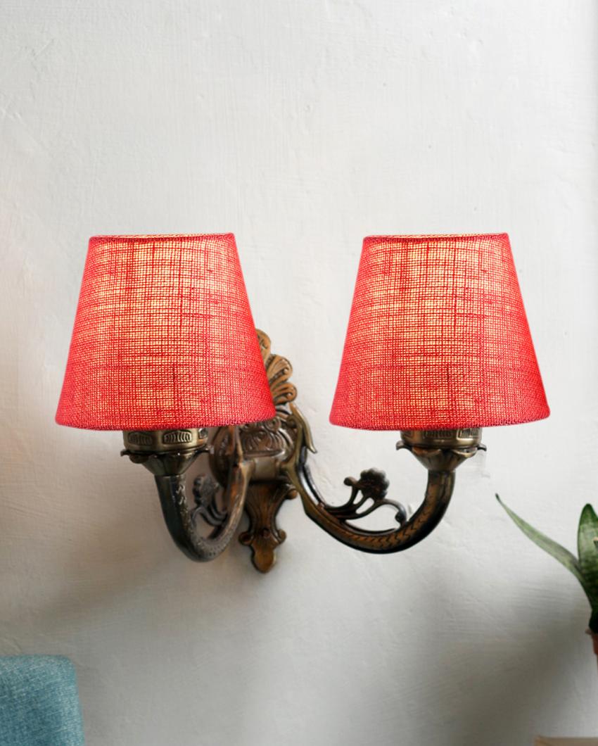 Innovative Antique Gold Jute Conical Shade Wall Lamp