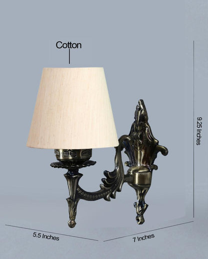 Graceful Antique Gold Cotton Conical Shade Wall Lamp