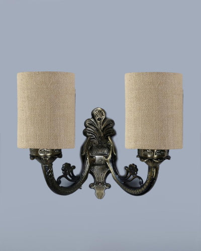 Eloquent Antique Gold Jute Conical Shade Wall Lamp