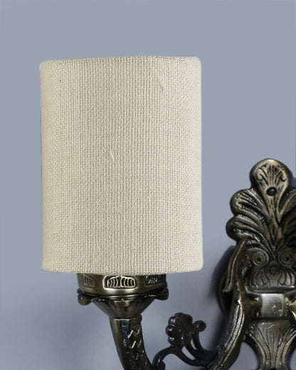 Eloquent Antique Gold Jute Conical Shade Wall Lamp