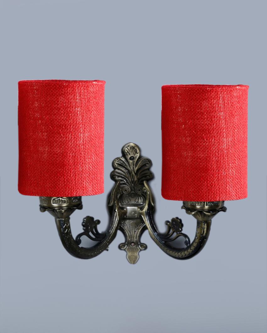 Eloquent Antique Gold Jute Conical Shade Wall Lamp
