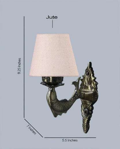 Dazzling Antique Gold Jute Conical Shade Wall Lamp