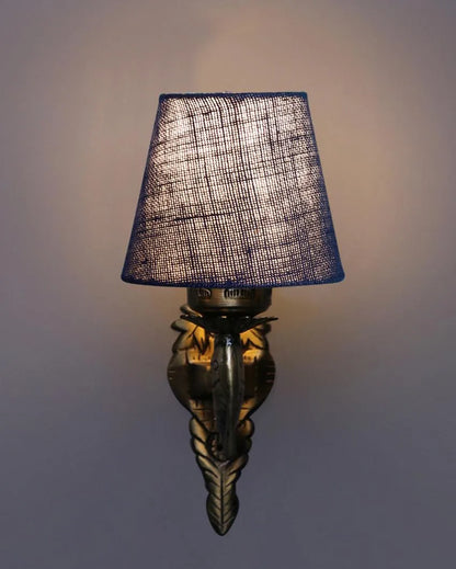 Dazzling Antique Gold Jute Conical Shade Wall Lamp