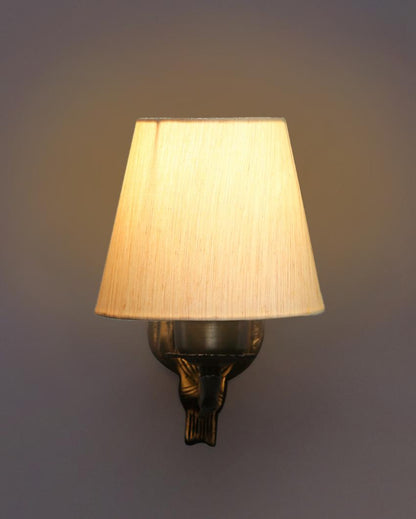 Glamorous Antique Gold Cotton Conical Shade Wall Lamp