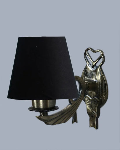 Glamorous Antique Gold Cotton Conical Shade Wall Lamp