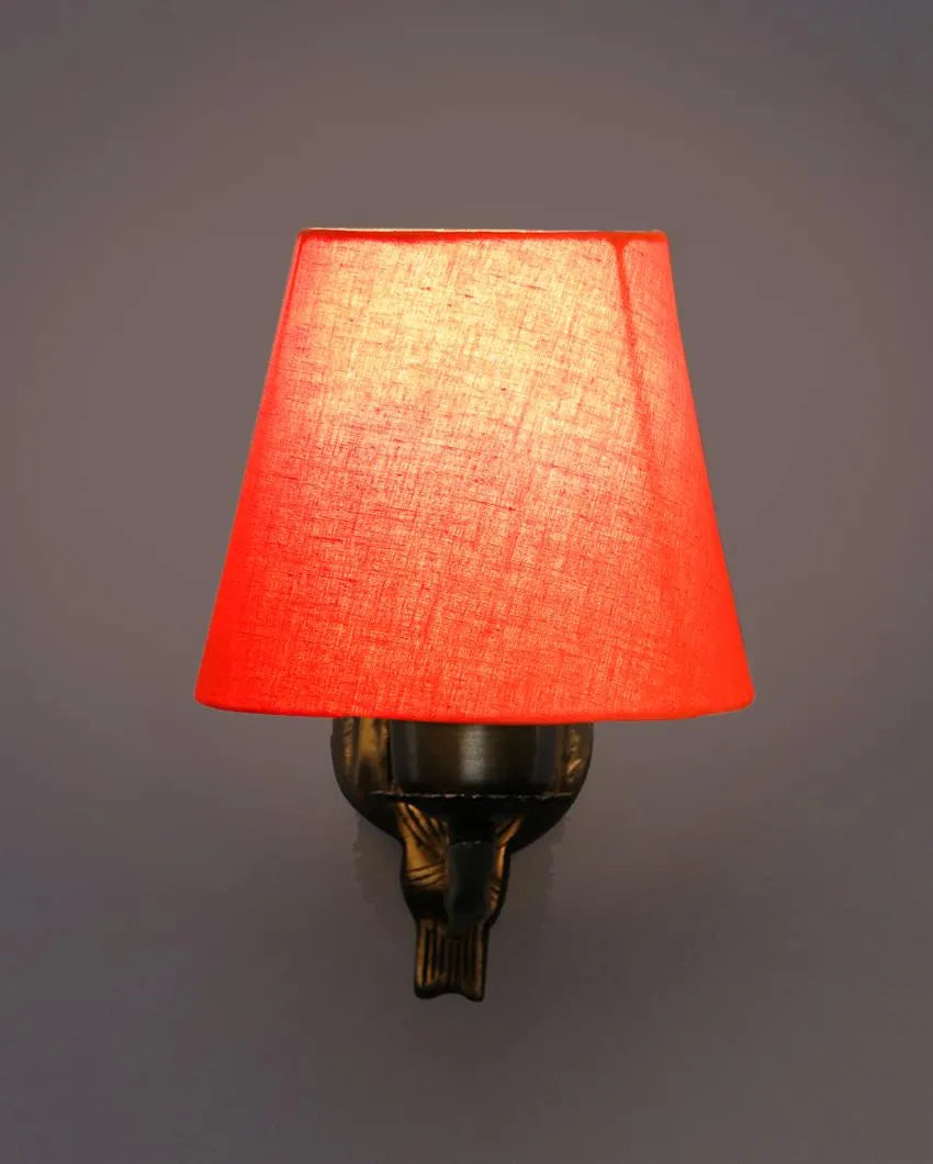 Glamorous Antique Gold Cotton Conical Shade Wall Lamp