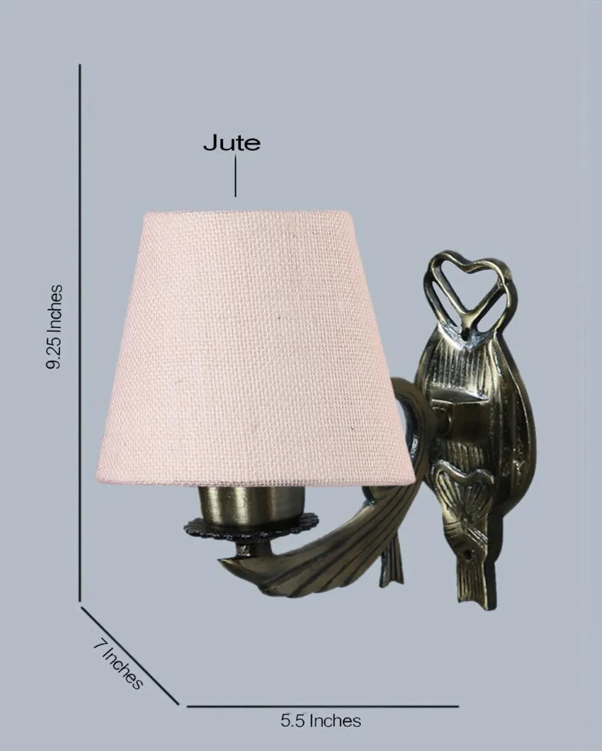 Glamorous Antique Gold Jute Conical Shade Wall Lamp