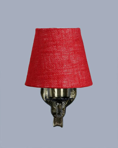 Glamorous Antique Gold Jute Conical Shade Wall Lamp