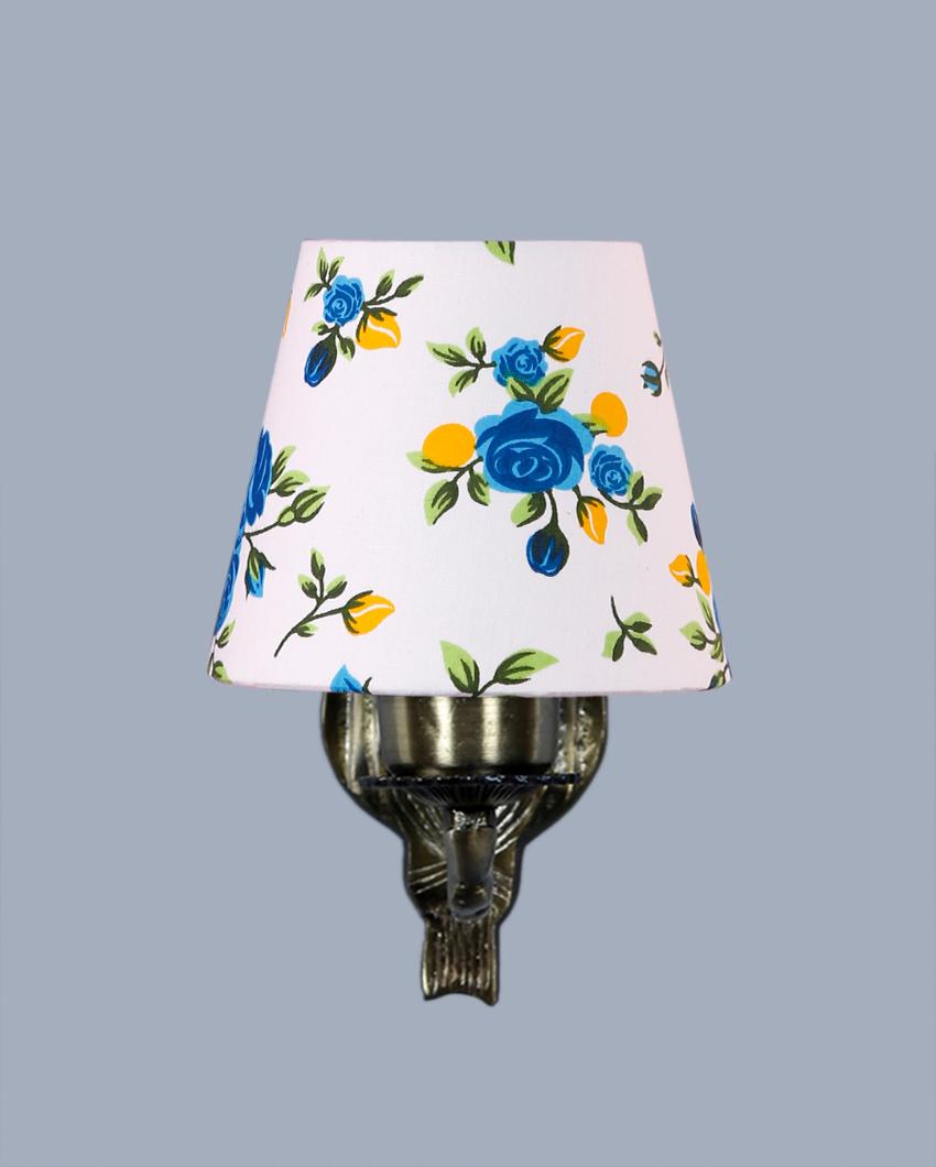 Glamorous Antique Gold Cotton Conical Printed Shade Wall Lamp