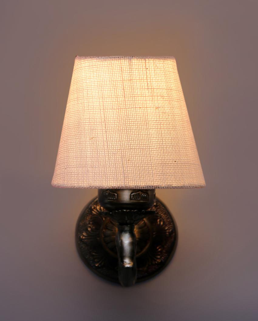 Vogue Antique Gold Jute Conical Shade Wall Lamp