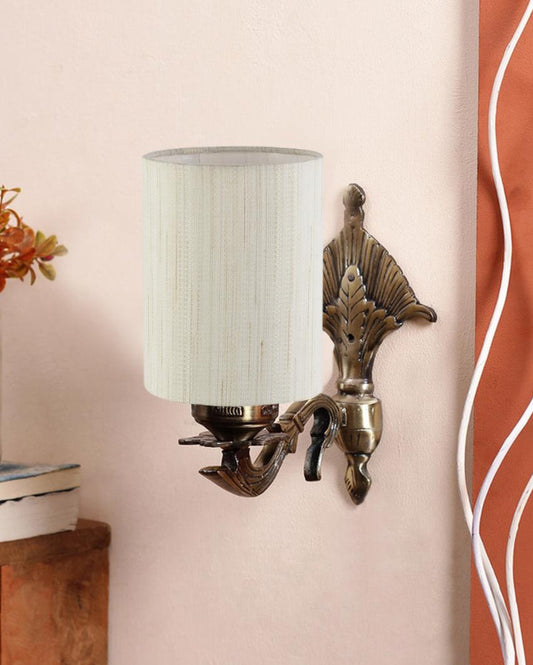 Luxurious Antique Gold Cotton Conical Shade Wall Lamp