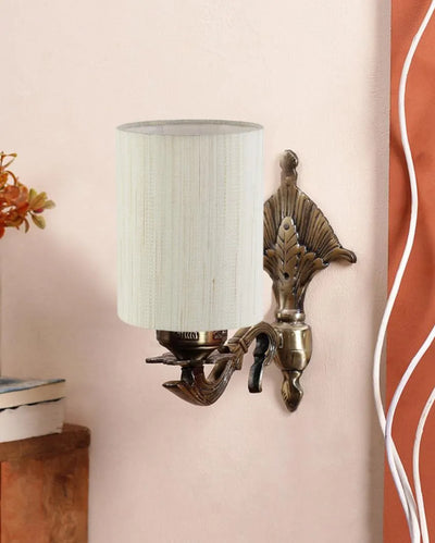 Luxurious Antique Gold Cotton Conical Shade Wall Lamp