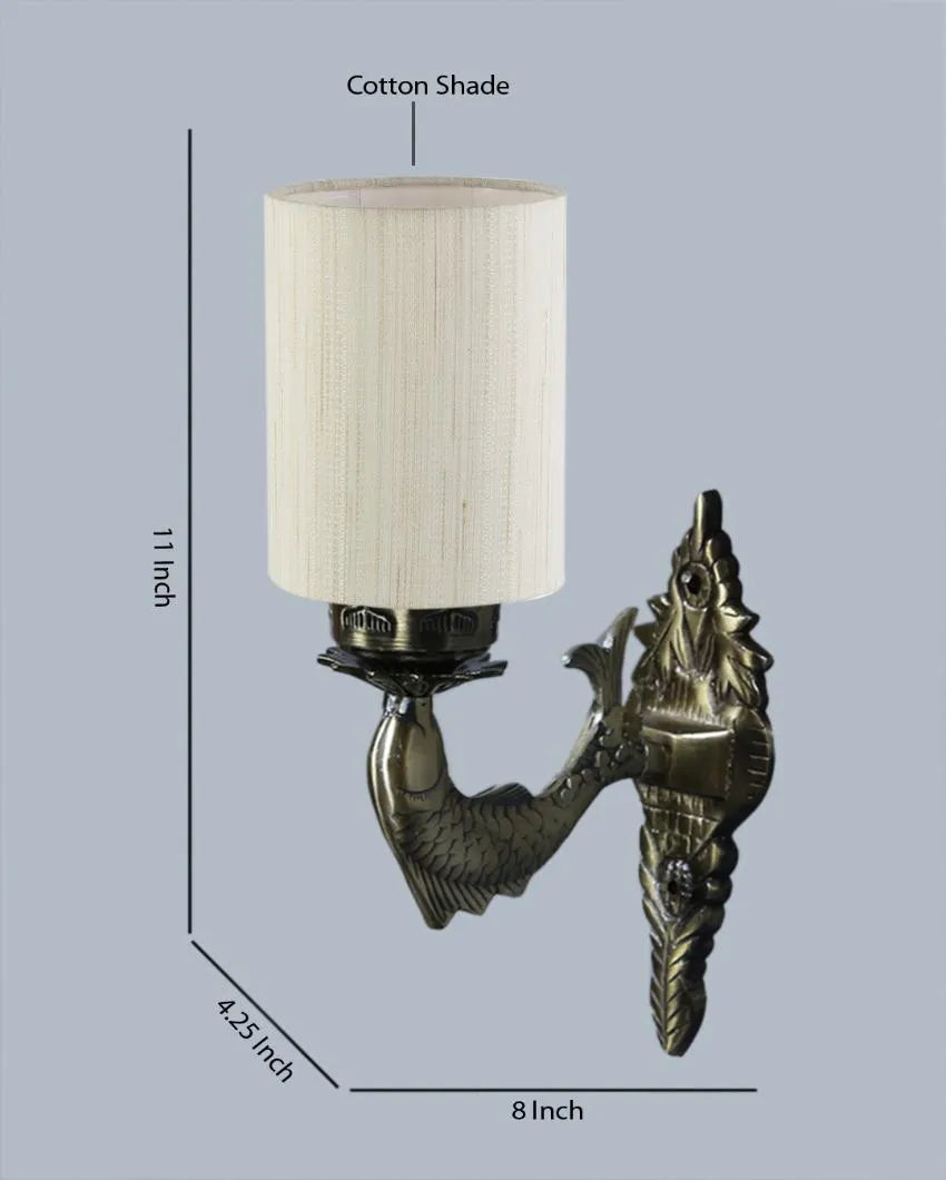 Alluring Antique Gold Cotton Conical Shade Wall Lamp