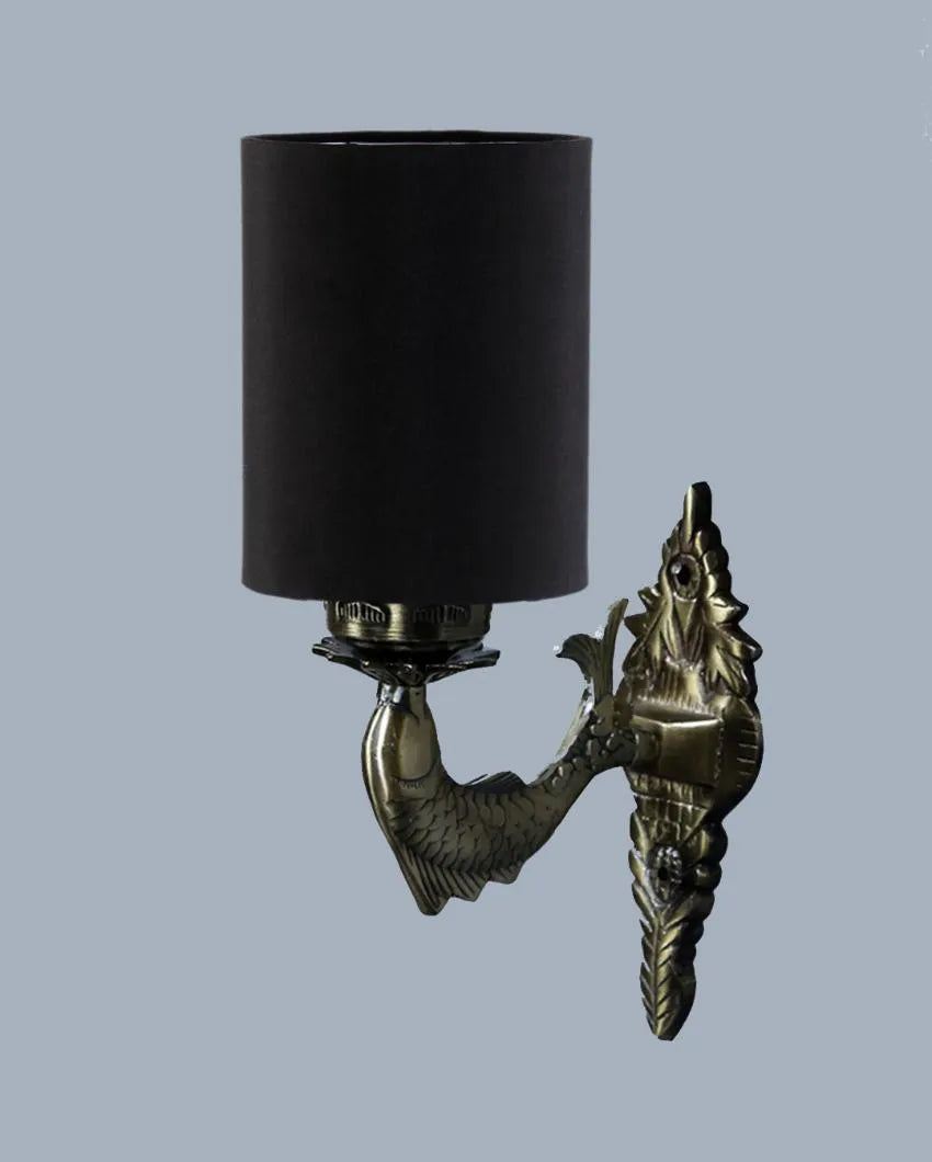 Alluring Antique Gold Cotton Conical Shade Wall Lamp