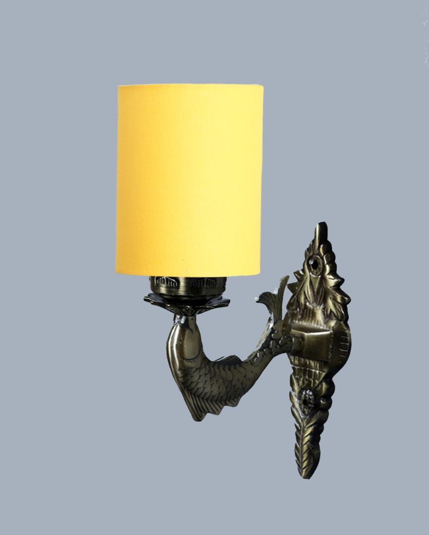 Alluring Antique Gold Cotton Conical Shade Wall Lamp