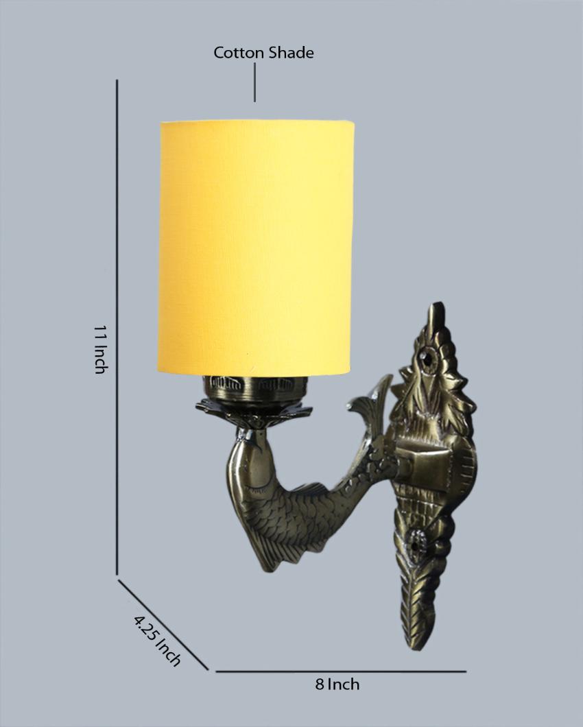 Alluring Antique Gold Cotton Conical Shade Wall Lamp