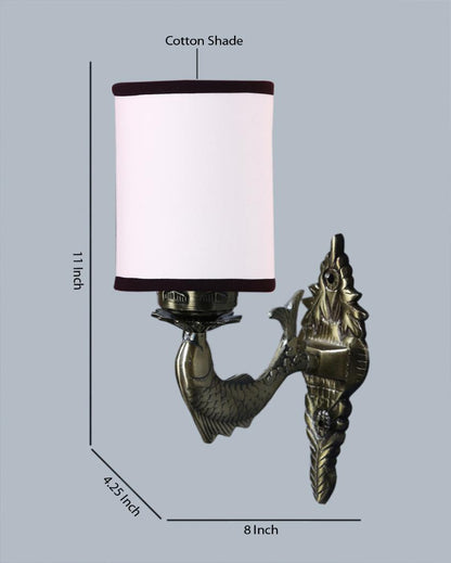 Alluring Antique Gold Cotton Conical Shade Wall Lamp