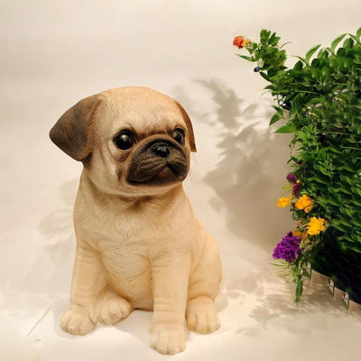 Sitting Pug Cute Polyresin Figurine | 5 x 4 x 7 inches