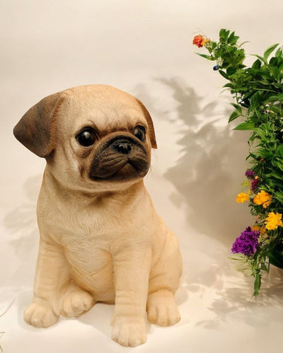 Sitting Pug Cute Polyresin Figurine | 5 x 4 x 7 inches