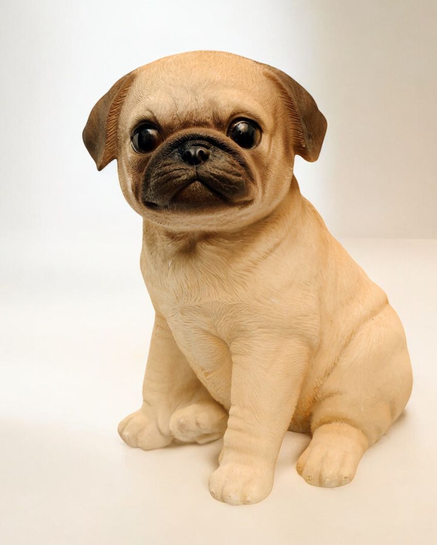 Sitting Pug Cute Polyresin Figurine | 5 x 4 x 7 inches