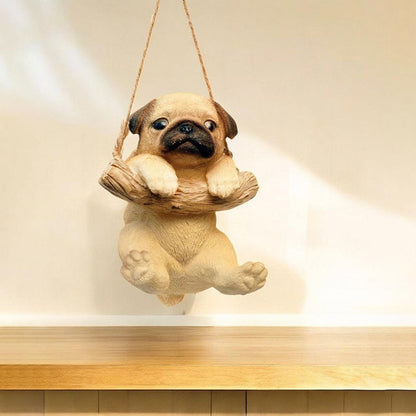 Wall Hanging Cute Pug Polyresin Figurine | 6 x 5 x 4 inches