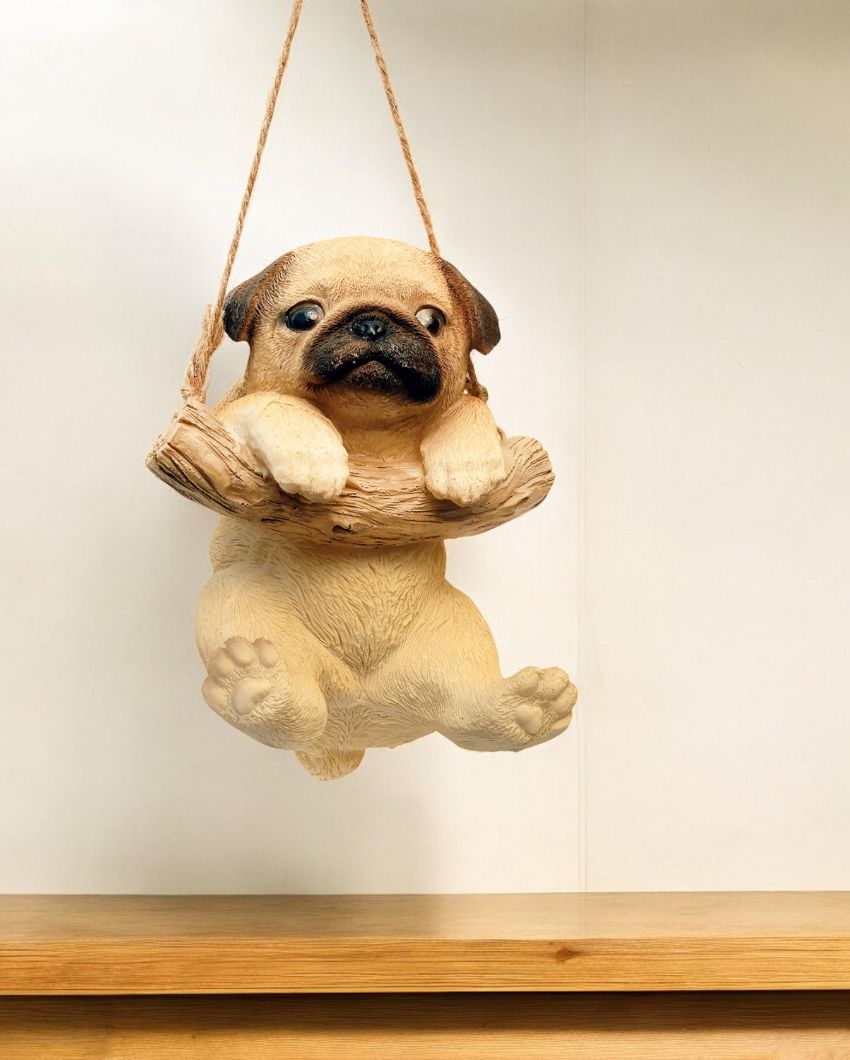 Wall Hanging Cute Pug Polyresin Figurine | 6 x 5 x 4 inches