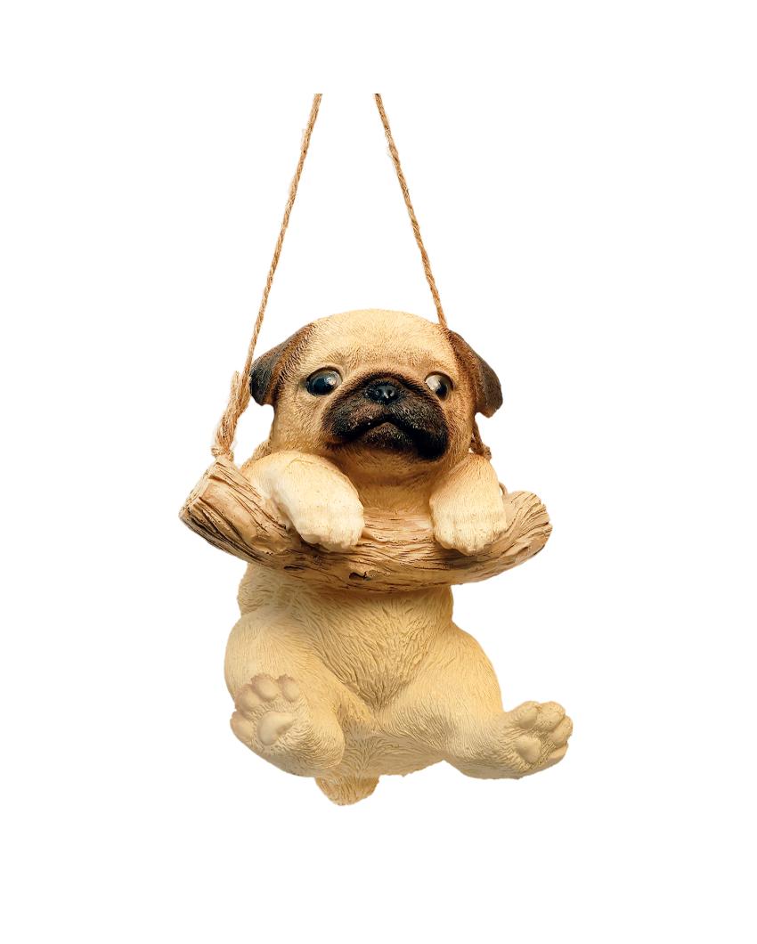 Wall Hanging Cute Pug Polyresin Figurine | 6 x 5 x 4 inches