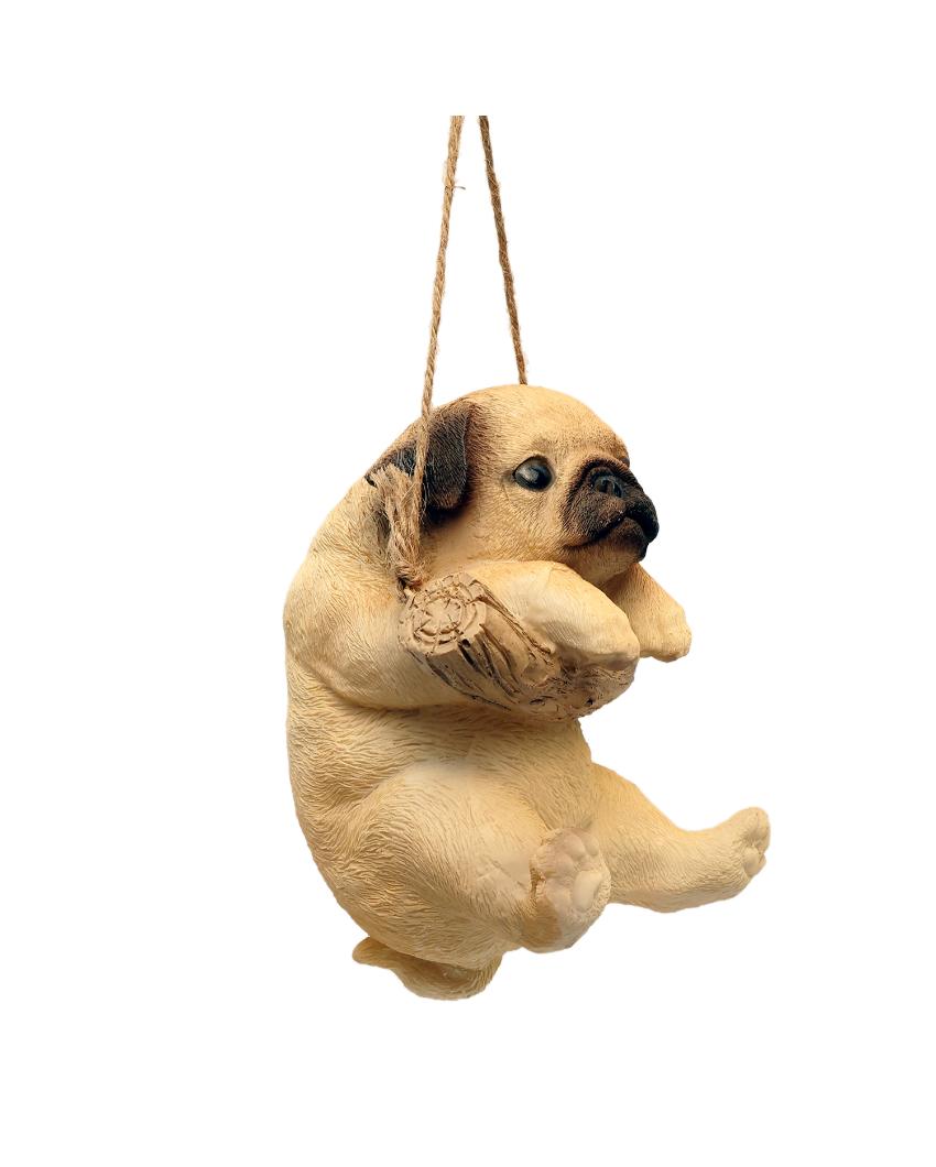 Wall Hanging Cute Pug Polyresin Figurine | 6 x 5 x 4 inches