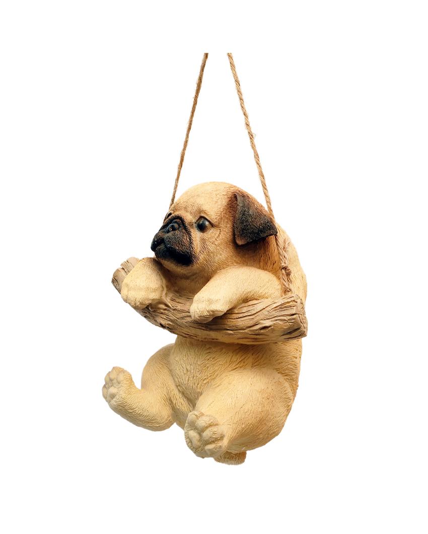 Wall Hanging Cute Pug Polyresin Figurine | 6 x 5 x 4 inches