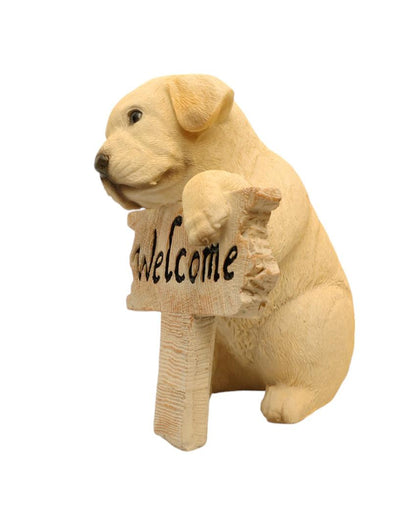 Dog Welcome Sign Polyresin Figurine | 4 x 4 x 6 inches